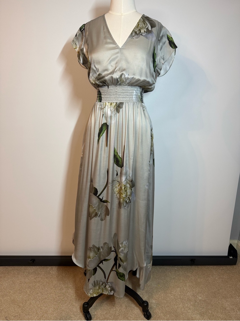 All Saints Silver Floral Maxi Dress